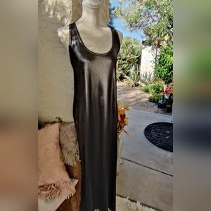 Norma Kamali Kamali Kulture Silver Lame Racer Maxi Dress XL
